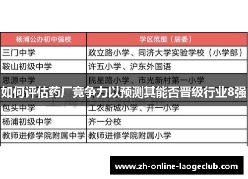如何评估药厂竞争力以预测其能否晋级行业8强